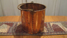 ANTIQUE  COPPER BRASS  RIVETED RUSTIC BUCKET  W/  BRASS SWING HANDLE  KINDLING  picture
