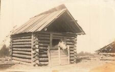 RPPC Horse Log Cabin Barn Stall Real Photo Southern Pines NC P555 picture