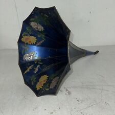 Antique Edison Standard Cylinder Phonograph Morning Glory Horn Blue 23” picture