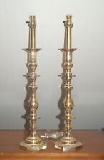 Pair BRASS TALL Candlestick LAMPS Neoclassical  Hollywood Regency Baroque picture