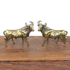 2Pcs Brass Bull Figurine Cattle Statue House Decoration Animal Figurines Toys picture