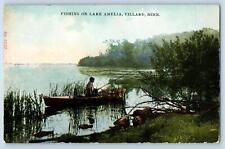 Villard Minnesota MN Postcard Fishing On Lake Amelia Scenic View c1910's Antique picture