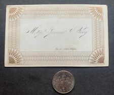 c1850s BOSTON MA SHINY GOLD CALLING CARD MISS JOANNAH STORY  ANTIQUE PAPER L@@K picture