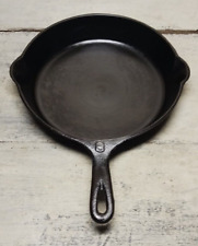 Vintage Early Antique Embossed Raised #8 Cast Iron Skillet Double Pour Heat Ring picture