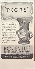 Roseville Decorative Pottery Zanesville OH Peony 65 Pieces Vintage Print Ad 1943 picture