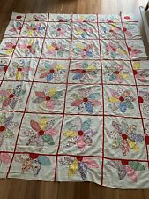 Vintage Antique Feedsack 1940s  Hand Pieced Quilt Top picture