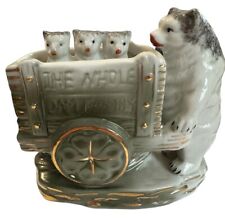 Rare Antique Vintage German Porcelain Bears Mother with Cubs in Wheelbarrow picture