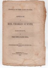 1852 Pamphlet Speech of Sen. Charles Sumner on Iowa Land Bill picture