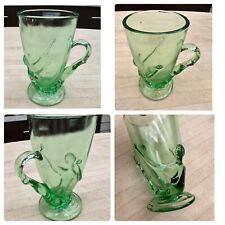 Vintage Depression Style Green BOTTOMS UP pub glass 5.5” Tall picture