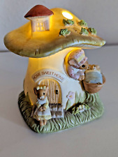Vintage Enesco Fairy Mushroom House Night Light Ceramic Mice Baby Lamp toadstool picture