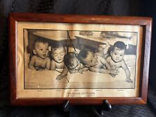 1935 DIONNE QUINTUPLETS Framed Black & White Print in a Beautiful Wood picture