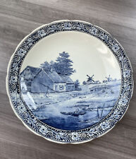 Boch Delfts Pottery Hanging Wall Plate Blue Large 15.5” WINDMILL FARM Signed picture