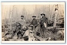 c1910's Candid Hunting Rifle Guns Skillet Cooking  RPPC Photo Unposted Postcard picture