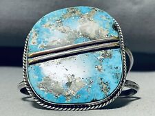 ITHICA PEAK TURQUOISE IMPORTANT VINTAGE NAVAJO STERLING SILVER BRACELET picture