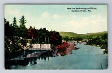Rumford Falls ME-Maine, View On Androscoggin River, Vintage c1912 Postcard picture