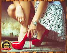 Sexy Red Shoes - Great Legs - Art - Metal Sign 11 x 14 picture