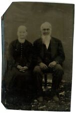 CIRCA 1860'S 1/6 Plate 2.38X3.63 in TINTYPE Sweet Older Couple Sitting Together picture