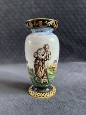 Antique Gien France Hand Painted Countryside Scene Egg Shaped Pottery Vase picture