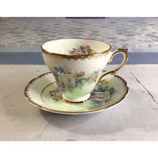 Vintage 30s Delphine Bone China England Floral w/Gold Trim Tea Cup & Saucer EUC picture