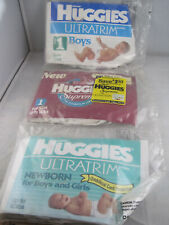 Trial Size Vintage Diapers HUGGIES 3 Pack Supreme Ultratrim Size 1 - 1992 - Boys picture