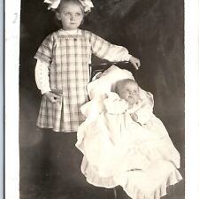 ID'd c1910s IA Cute Little Girl Baby Boy RPPC Real Photo Stroller Ketelsen A129 picture