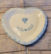 Vintage ~ ABC Exclusive ~ Blue Spongeware Heart Shaped Pie Plate ~ picture