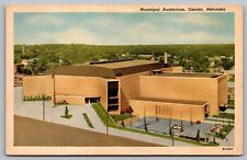 Municipal Auditorium Omaha Nebraska Birds Eye View American Flag VNG Postcard picture