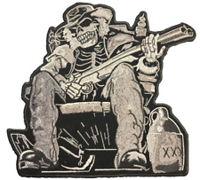 Large Skeleton With Shotgun Back Patch Iron On 10 Inch picture