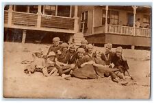 c1910's Beach Cottages Swimming Bonnet Hat Unposted Antique RPPC Photo Postcard picture