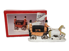 Vtg Studio Five Christmas Horse Drawn Carriage Bisque Porcelain Holiday Village picture
