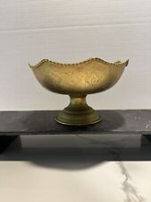 VTG Arabic/Turkish Gold Tone Footed Brass Bowl, 6 3/4