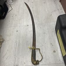 Antique GERMAN LION HEAD CAVALRY OFFICERS SWORD W SCABBARD DAMASCUS BLADE picture