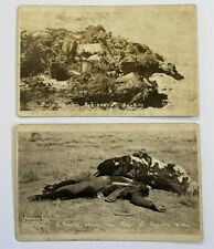 2 Photograph Postcards Trail of Pancho Villa & Burning Bandits Rare Antique picture