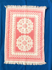 Vintage Cannon Textured Pink Floral Hand Towel Midcentury Fringe Hem Medallion picture