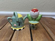RARE Mary Engelbreit Salt And Pepper Shakers - Watering Can & Flower Pot ME picture