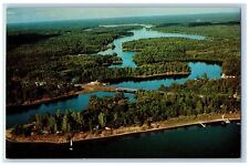 Crosslake Minnesota Postcard Aerial View Looking Down Dagget River c1960 Vintage picture