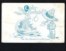 c.1913 Easter Greetings Joy Be Thine Bunny Egg Cute Girl Signed Witt Postcard picture