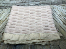 VTG 80's by Carrie H  satin trim waffle weave blanket 84'' by 41'' soft peach picture