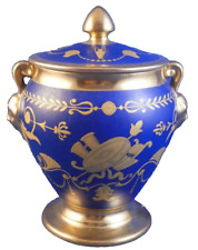 Antique Nymphenburg Porcelain Blue & Gold Sugar Dish Porzellan Zuckerdose German picture