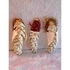 Vintage Hand Made Angel Ornaments Lot of 3 Pinecone Santa Clause Old World Farm picture