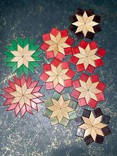 9 Vintage Wooden Bead Trivets, Star Colorful Coasters Placemats  Germany picture