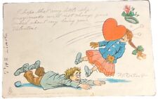 c1905 Valentine Heart Man Slipping R F Outcault  Tuck's Postcard PM Rutland VT picture