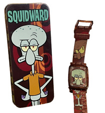 Vintage 2004 Y2K Squidward Viacom Sponge Bob & Friends Watch & Tin picture