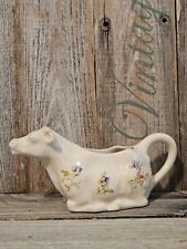 Vintage Cow Creamer Made In England Floral Design Laying Down picture