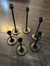 Vintage Interpur Solid Brass Graduated Candleholder Set Of 6 picture