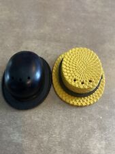 Vintage Old Time Hats Salt And Pepper Shakers Black Yellow picture