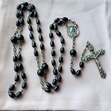 Antique Vintage Black Beaded Italian Catholic Rosary picture