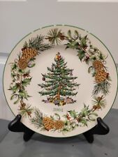 Spode Christmas Tree-Green Trim 2004 Collector Plate Pine Cones S3324-A4 Vintage picture