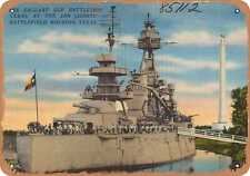Metal Sign - Texas Postcard - The Gallant Old Battleship Texas, at the San Jaci picture