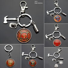 Firefighter Keychains - Fireman Helmet Extinguisher Axe Fire Dept Charms Gift picture